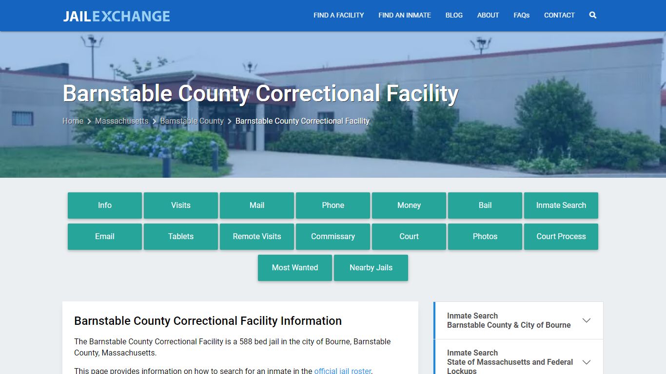 Barnstable County Correctional Facility, MA Inmate Search, Information